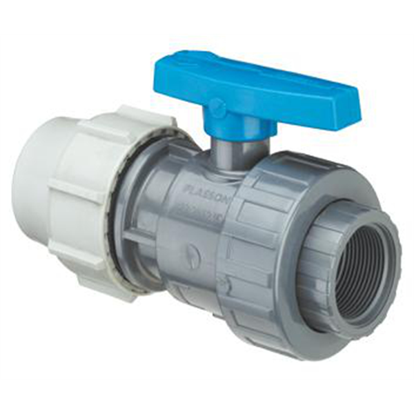 VANNE SIMPLE UNION PVC COMPRESSION/TARAUDEE EPDM D40X1.1/4