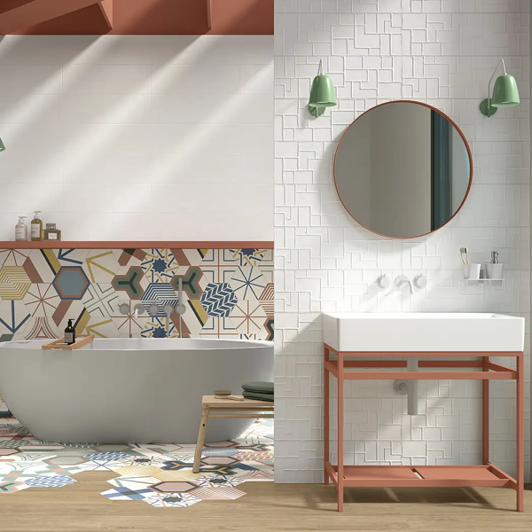 Faïence murale rectifiée pour cuisine et salle de bain - Stay - 20,0 CM x 60,0 CM - ép. 8,00 MM - décor Juk Blanc