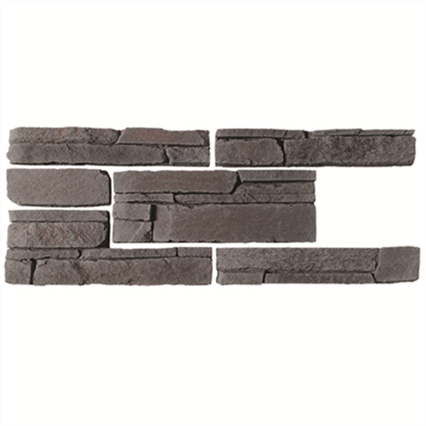 Parement mural en pierre reconstituée Rocky Mountain Anthracite - Longueur 21 - 42 cm x Hauteur 7.5 - 15 cm - Ép. 2 - 4 cm