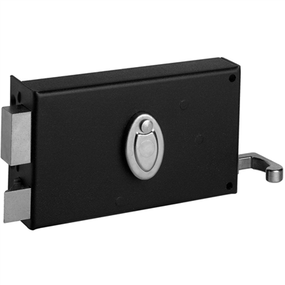 Serrure en applique horizontale à tirage Abus - 4 gorges - sens gauche - noire - 2 clés - 140 x 80 mm