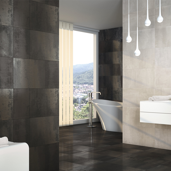 Carrelage intérieur en grès cérame rectifié effet métal Dorian - 120,0 cm x 60,0 cm - ép. 10,20 mm - Brown