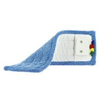 Frange microfibre de nettoyage - Poches et languettes avec 2 trous - Bleue - Longueur 40 cm