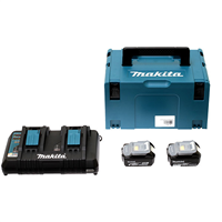 Makita Pack Énergie 18 V Li-Ion  (2 batteries 5 Ah + 1 chargeur double) avec coffret MAKPAC