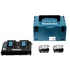 Makita Pack Énergie 18 V Li-Ion  (2 batteries 5 Ah + 1 chargeur double) avec coffret MAKPAC
