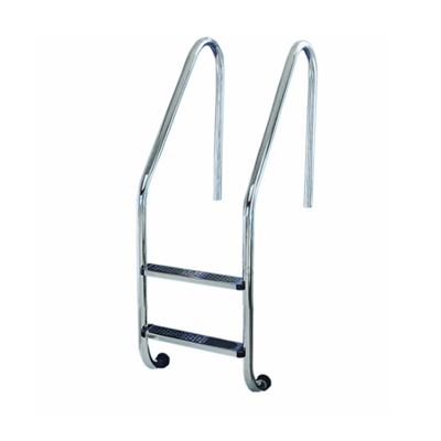 Échelle droite de piscine enterrée - 2 marches antidérapantes - Acier inoxydable