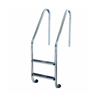 Échelle droite de piscine enterrée - 2 marches antidérapantes - Acier inoxydable