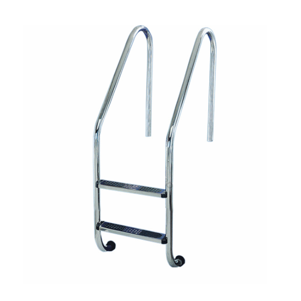 Échelle droite de piscine enterrée - 2 marches antidérapantes - Acier inoxydable