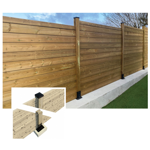 Poteau de départ/fin pour clôture en bois Denver - Pin traité Classe 4 vert - 90 x 90 mm - Hauteur 2,40 M