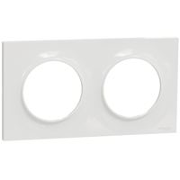 Plaque de finition double Schneider Odace Styl pour 2 postes encastrés - blanc brillant RAL 9003