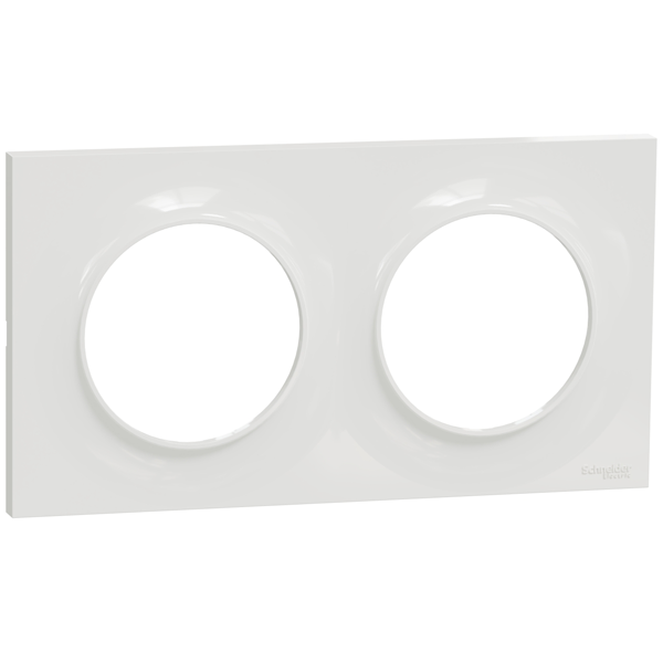 Plaque de finition double Schneider Odace Styl pour 2 postes encastrés - blanc brillant RAL 9003