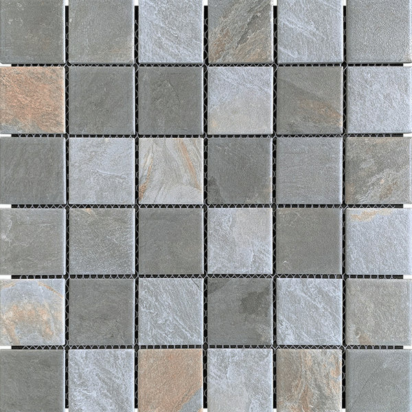 Carrelage mosaïque céramique antidérapante - 5 x 5 cm - Bali - plaque de 30,6 x 30,6 cm - Marron