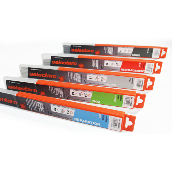 Electrode Selectarc rutilo-basique Inox 29/9 Diamètre 2.5x300 (étui 12 pièces)