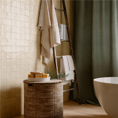 Faïence brillante effet Zellige - Mélange Ragno - 10,0 CM x 10,0 CM - ép. 10,00 MM - Beige