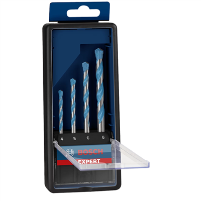Coffret de 4 forets carbure Expert Multi-construction CYL9 Bosch - diamètres 4 à 8 mm