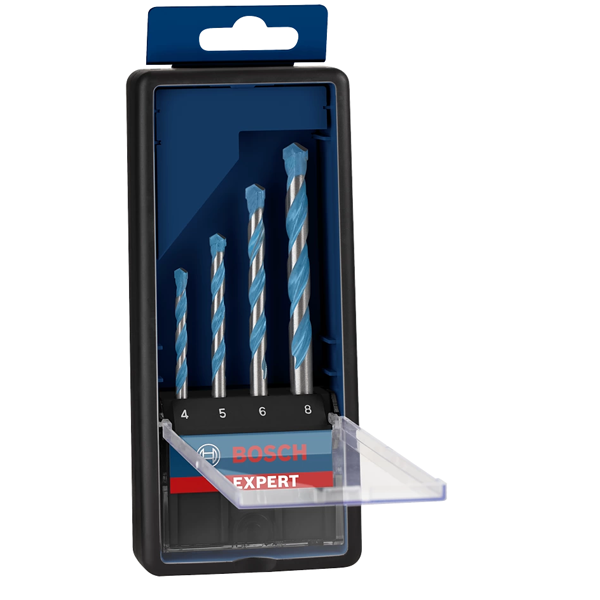 Coffret de 4 forets carbure Expert Multi-construction CYL9 Bosch - diamètres 4 à 8 mm