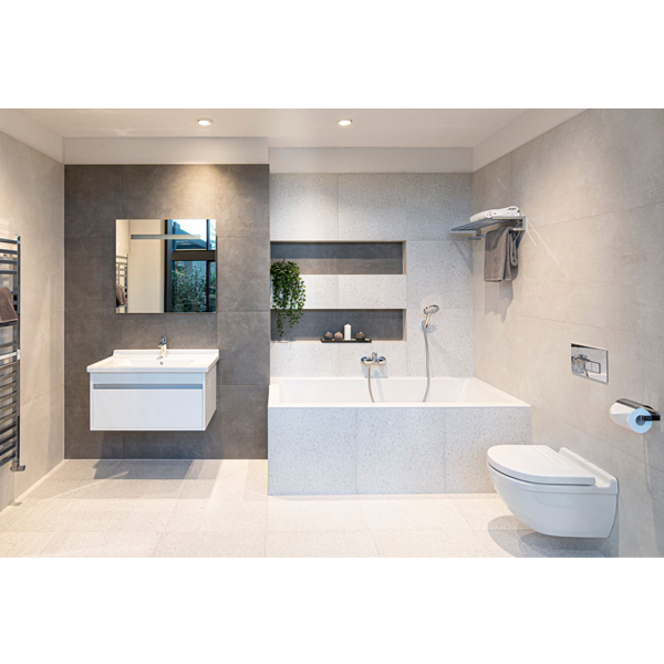 Carrelage intérieur effet béton ciré en grès cérame émaillé - Betonico - 45,0 CM x 45,0 CM - ép. 8,00 MM - Blanc gris