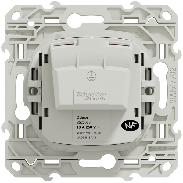 Prise de courant 2P sans terre Schneider Odace avec support de fixation à visser - blanc - 16 A - 250 V