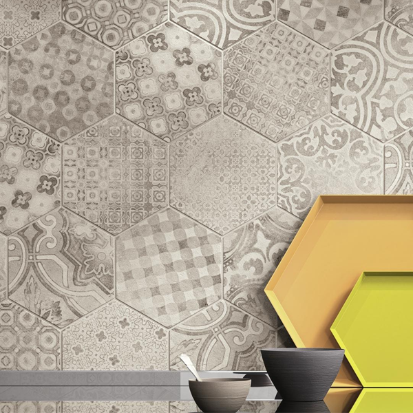 Carrelage intérieur grès cérame émaillé effet ciment Rewind Decoro Cementine - 21,0 cm x 18,0 cm - ép. 9,50 mm