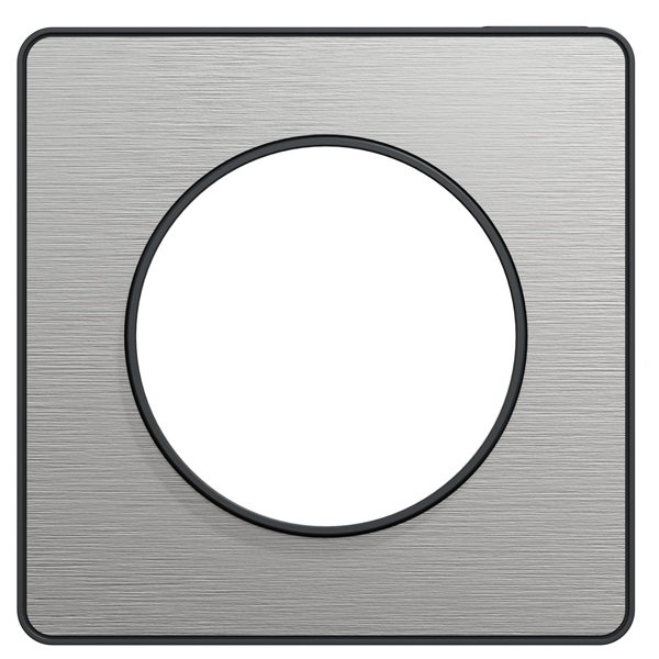 Plaque de finition simple Schneider Odace Touch pour 1 poste encastré - alu brossé liseré anthracite