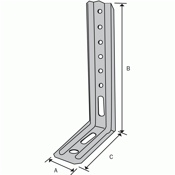 Équerre nervurée droite END 30x40x71.5 mm épaisseur 1.5 mm