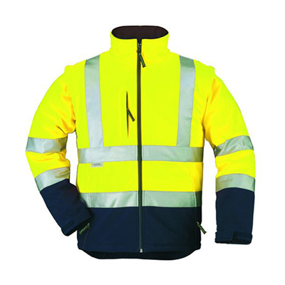 Veste haute visibilité softshell Station Coverguard manches amovibles - Jaune et marine - Taille 3XL