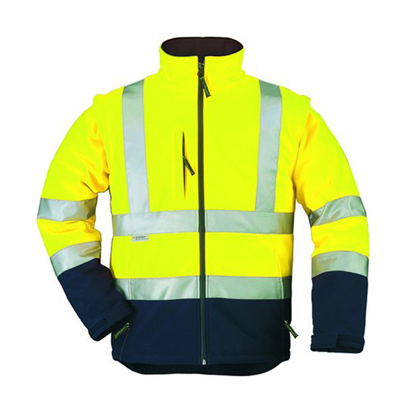 Veste haute visibilité softshell Station Coverguard manches amovibles - Jaune et marine - Taille 3XL