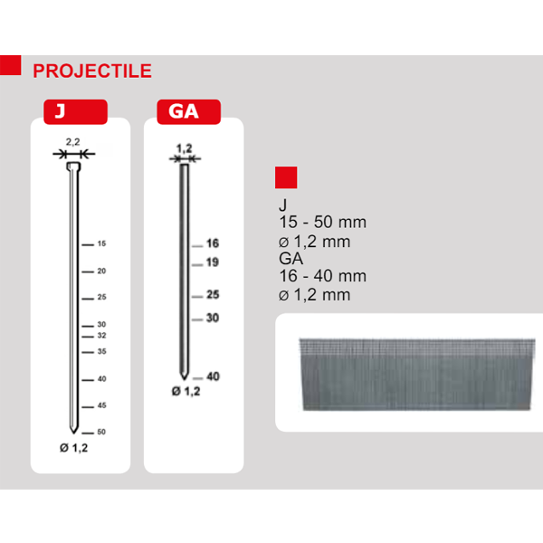 Cloueur pneumatique de finition J-55 P1 Alsafix - 5 à 8 bars - pour pointes en bande de 15 - 50 mm