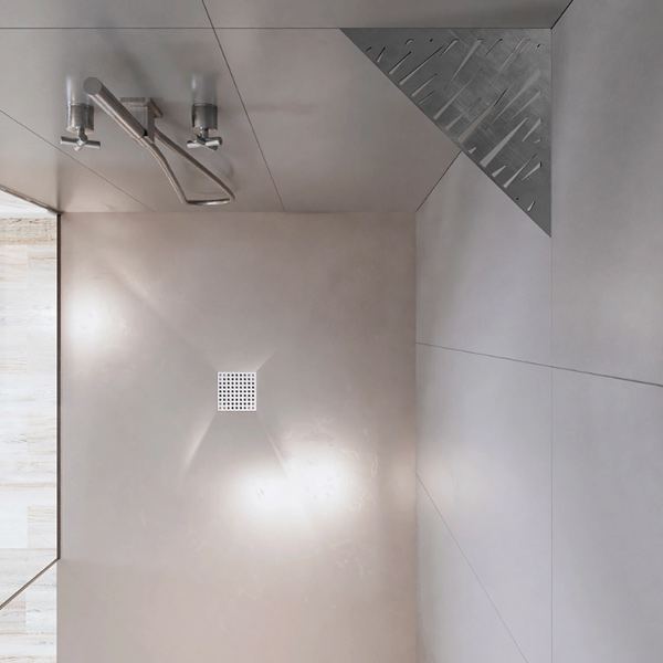 Étagère de douche en acier Inox brossé - forme Triangulaire design Tiger - 37,0 CM x 26,0 CM x 3,00 MM