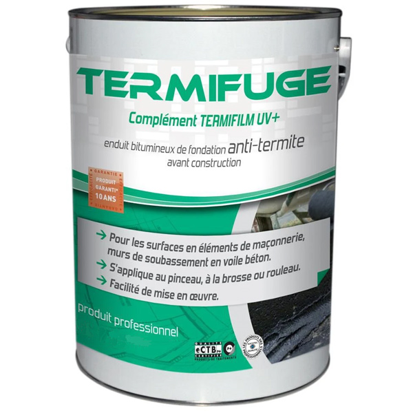 Enduit de protection hydrofuge et anti-termites pour mur de fondation en béton - Termifuge GP - Seau de 5,0 LTR
