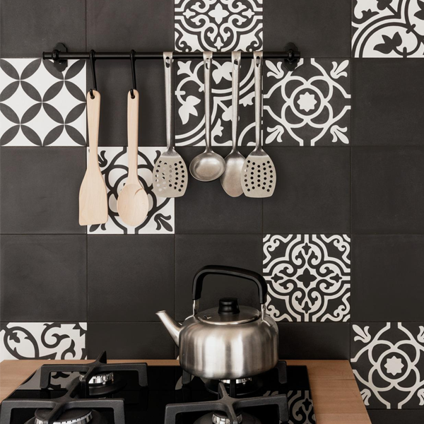 Carrelage intérieur sol et mur effet ciment Contrasti Decoro Mix - Antracite - 20 CM x 20 CM - ép.10 MM