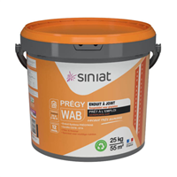 Enduit prêt à l'emploi Siniat Prégywab pour joint de plaque de plâtre en local très humide - blanc - seau de 25 KG