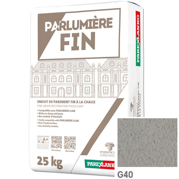 Enduit de parement à la chaux à grain fin Parexlanko Parlumière - Teinte G40 - Sac de 25 KG