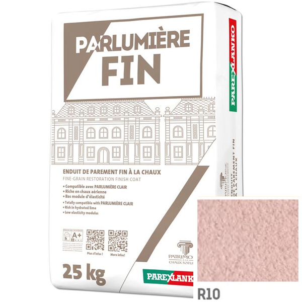 Enduit de parement à la chaux à grain fin Parexlanko Parlumière - R10 Rose nacre - Sac de 25 KG