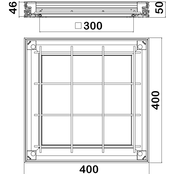 TRAPPE ACO UNIFACE ALUMINIUM 300X300MM H50MM L15 / 25KN
