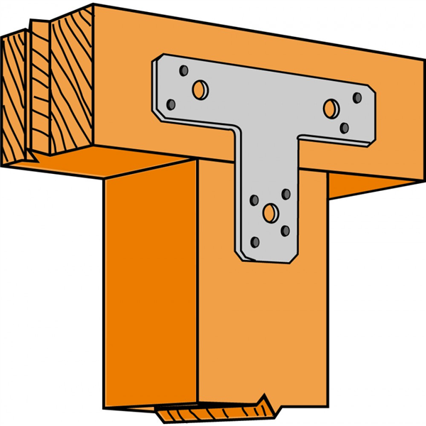 Ferrure de renforcement en T 38x125x150 mm épaisseur 2 mm