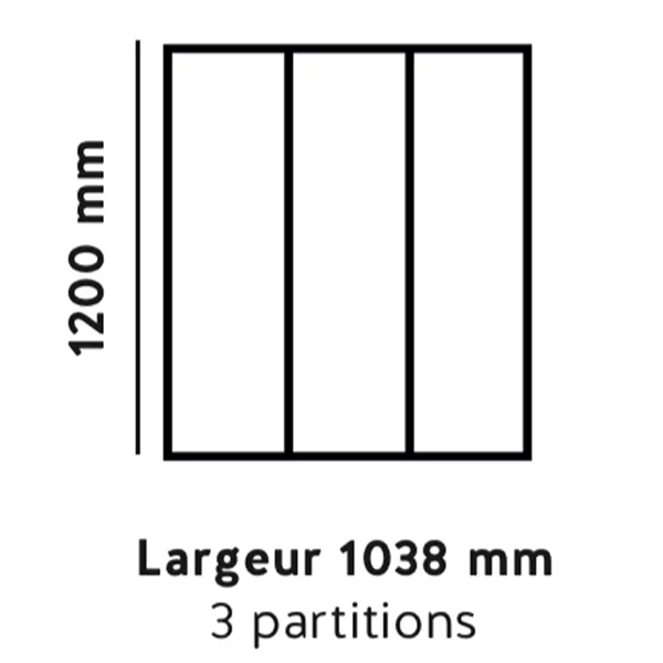 Verrière fixe type atelier - profil étroit alu noir mat - 3 partitions verre feuilleté clair - 1200,0 MM x 1038,0 MM