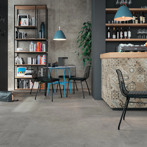 Carrelage intérieur effet béton en grès cérame - Codec - 60,0 CM x 60,0 CM - ép. 8,00 MM - Gris