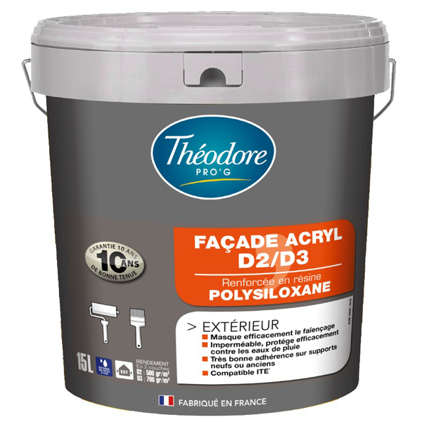 Revêtement semi-épais décoration façade résine acrylique Théodore Pro'G - Blanc Mat - Pot 15L