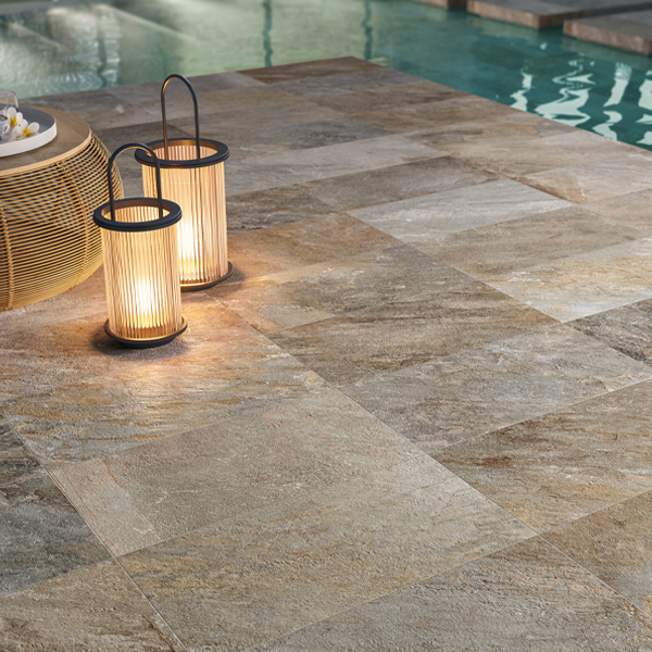 Carrelage extérieur antidérapant effet pierre de Bali - Zéphyr - 30,0 CM x 60,0 CM - ép. 9,00 MM - Grey
