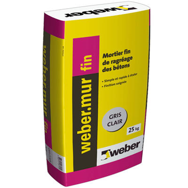 Mortier fin de ragréage des bétons Weber Mur Fin
