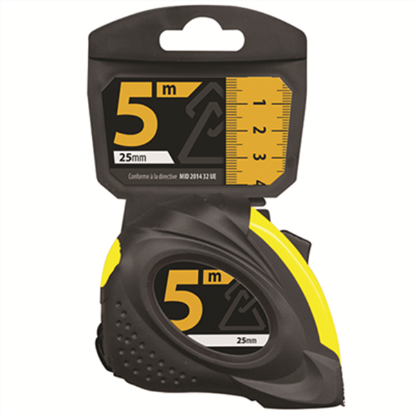 Mètre ruban autobloquant Axian - longueur 5 m - largeur 25 mm - avec clip ceinture et dragonne