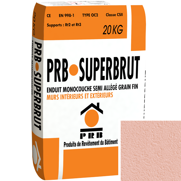 Enduit monocouche semi-allégé à grain fin PRB Superbrut type OC2 - Lavandou - sac de 20 kg