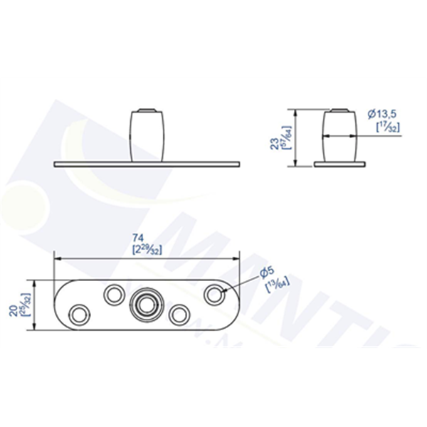 Guide sur platine pour profil U porte à déplacement droit Mantion
