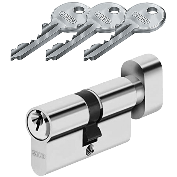 Cylindre à bouton varié Abus B5LT Titalium à 5 goupilles pour serrure à profil européen - 3 clés - 40x40mm