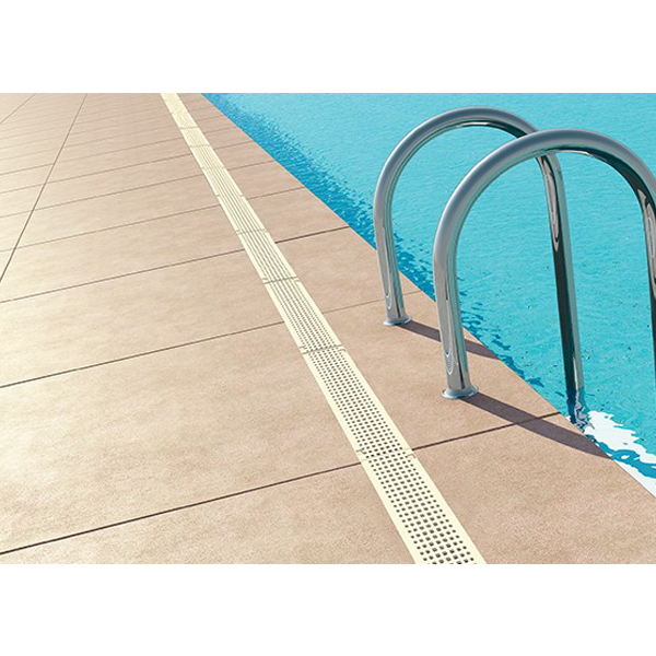 Grille PVC pour caniveaux de piscine - Connecto A15 Blanc - largeur int. 100 mm - longueur 0.5 m