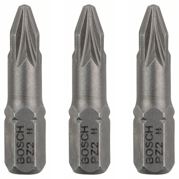 Embout de vissage Bosch extra-dure 6 pans 1/4" Pozidriv PZ2 longueur 25 mm lot de 3