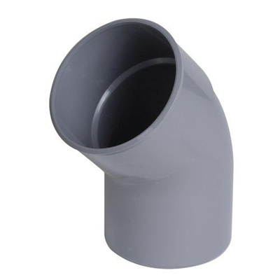 Coude d'évacuation à 45° Mâle/Femelle - PVC gris - diamètre 63 mm - Nicoll