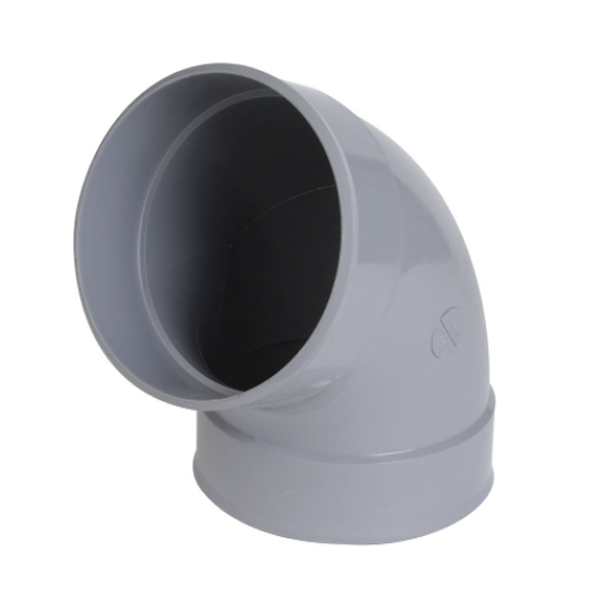Coude d'évacuation Femelle/Femelle Nicoll - Diamètre 200 mm - Angle 67°30 - À coller - PVC - Gris