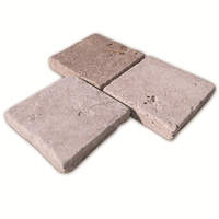 Pavé pierre naturelle TRAVERTIN 1er choix - Light mix - 15,25 CM x 15,25 CM - Ép.30 MM