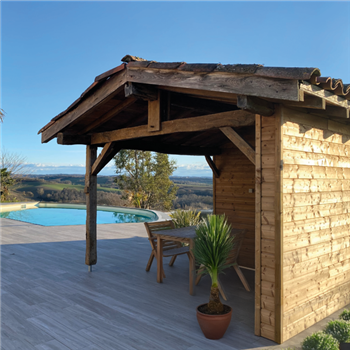 Bardage extérieur en Douglas - Traité Classe 3 rose - Mozéo - 132 x 21 mm - Longueur 3,50 M
